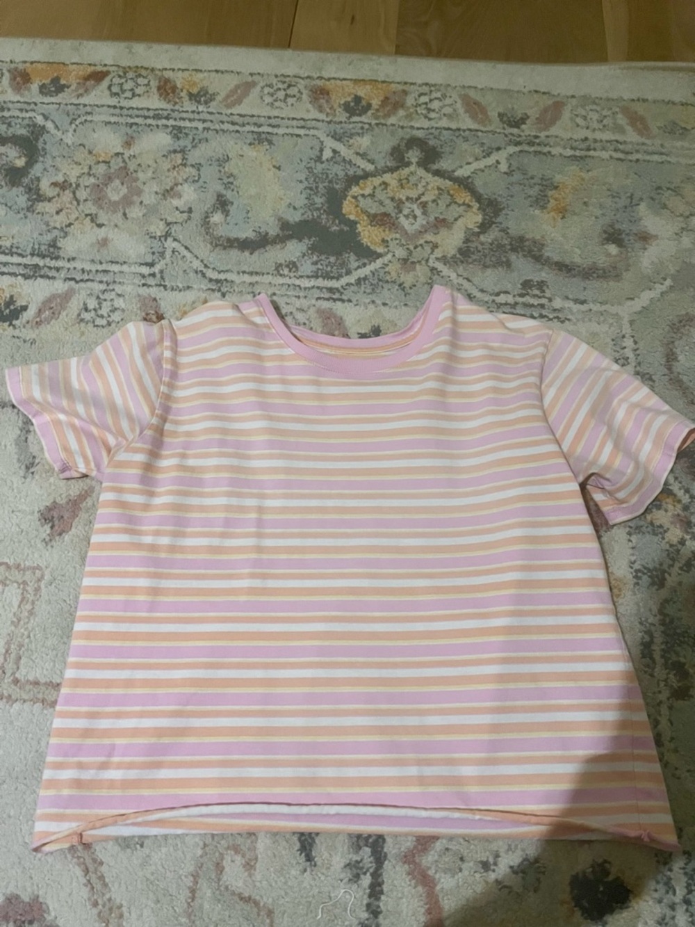 Pastel Pink & Peach Striped Short-Sleeve Tee
